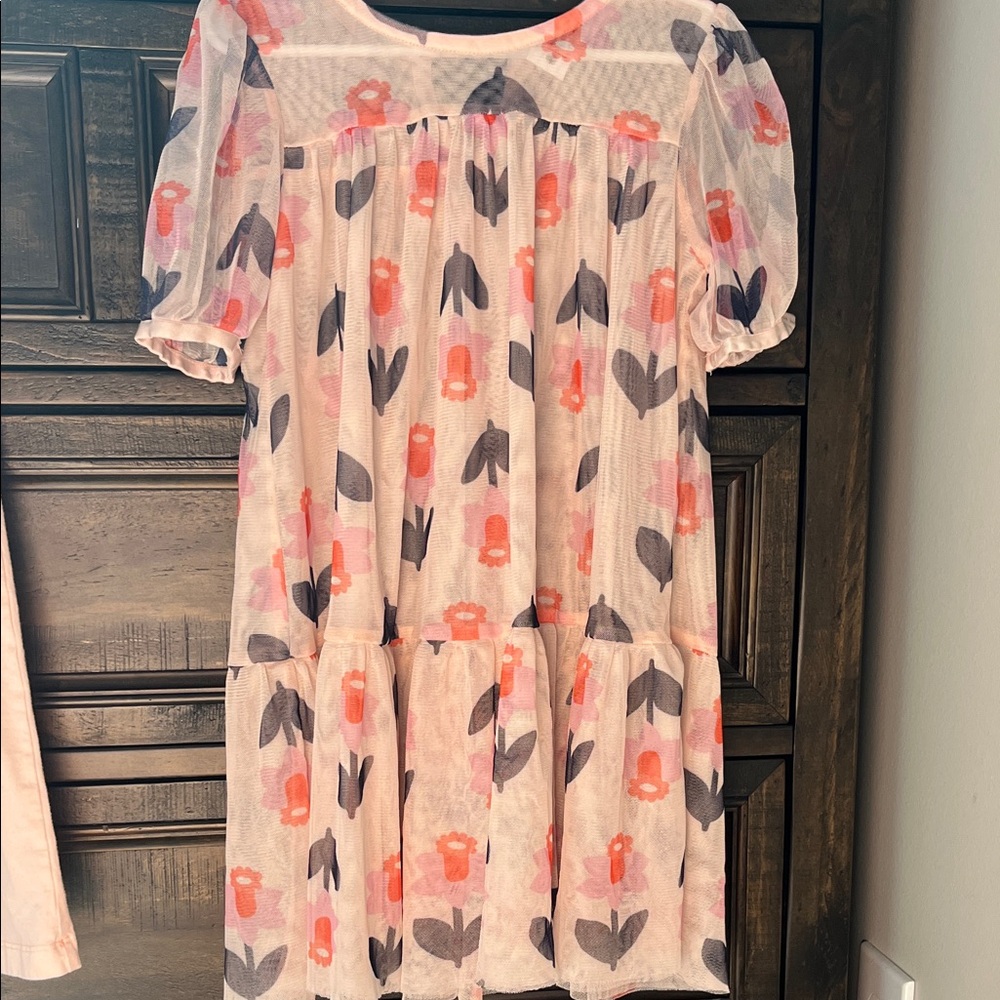Hanna Andersson Pink and Gray Floral Kids Dress with pink undershirt dress!